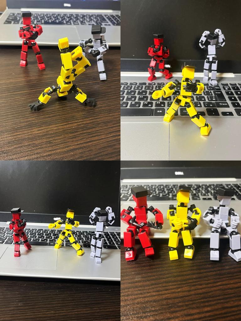 Articulated Robot 3D Action Decorative Assembly Plastic Articulated 9cm Block-shaped, Figure, Piece, Toy, Model, Doll, (gray)