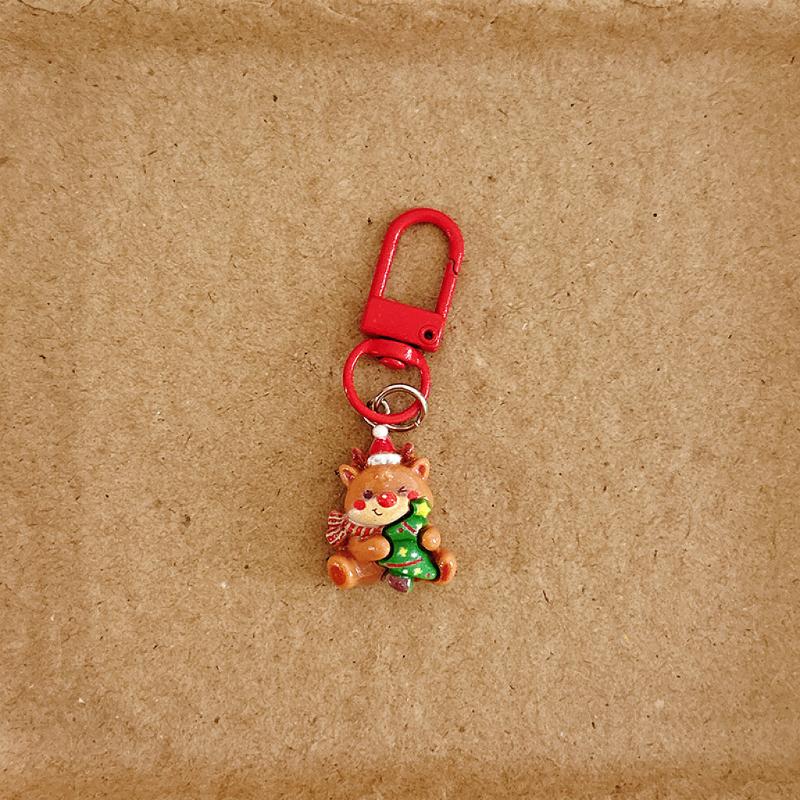 Cartoon Christmas Keychain Cute Santa Snowman Elk Keyring Xmas Party Favors Bag Pendant New Year Gift
