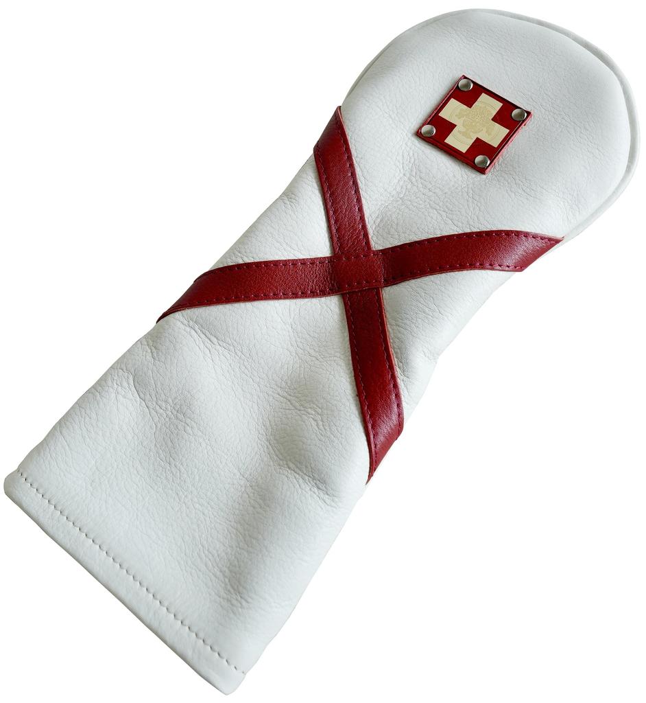 Kinosho Hanpu kinoshoTRANSIT Full Leather Fairway Wood Head Cover 2023 Model [KHG-FC FT FX 3 Types Available] (Crossline02 WhiteRed)