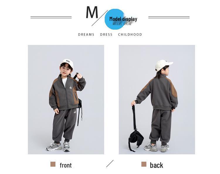 Boys' Fleece-Lined Sporty Cardigan & Pants Set - 2025 Autumn/Winter Collection