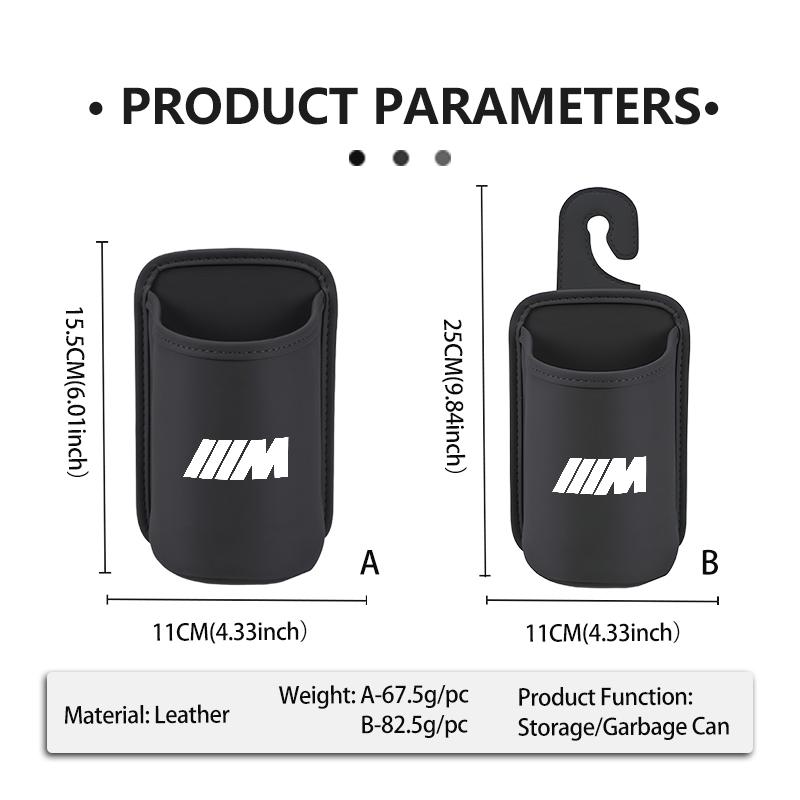 NTSM5 Car Leather Cup Holder Hang Drink Storage Box Accessories For BMW M F10 F20 F30 F40 F15 F25 F26 F31 F49 E62 E83 E84
