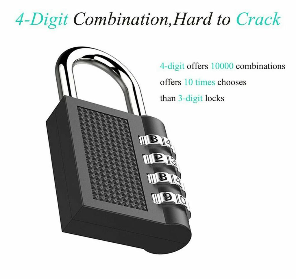 HB04 Velký zinkový 4místný visací zámek na kód Vodotěsný Zámek proti krádeži pro kolejní zavazadla Posilovnu