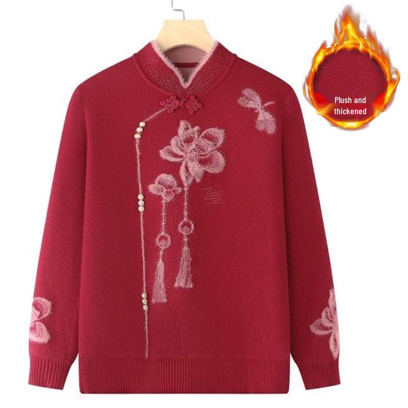 Damen Herbst/Winter Strickpullover - Gemütliche Samtgefütterte Strickjacke für Mütter