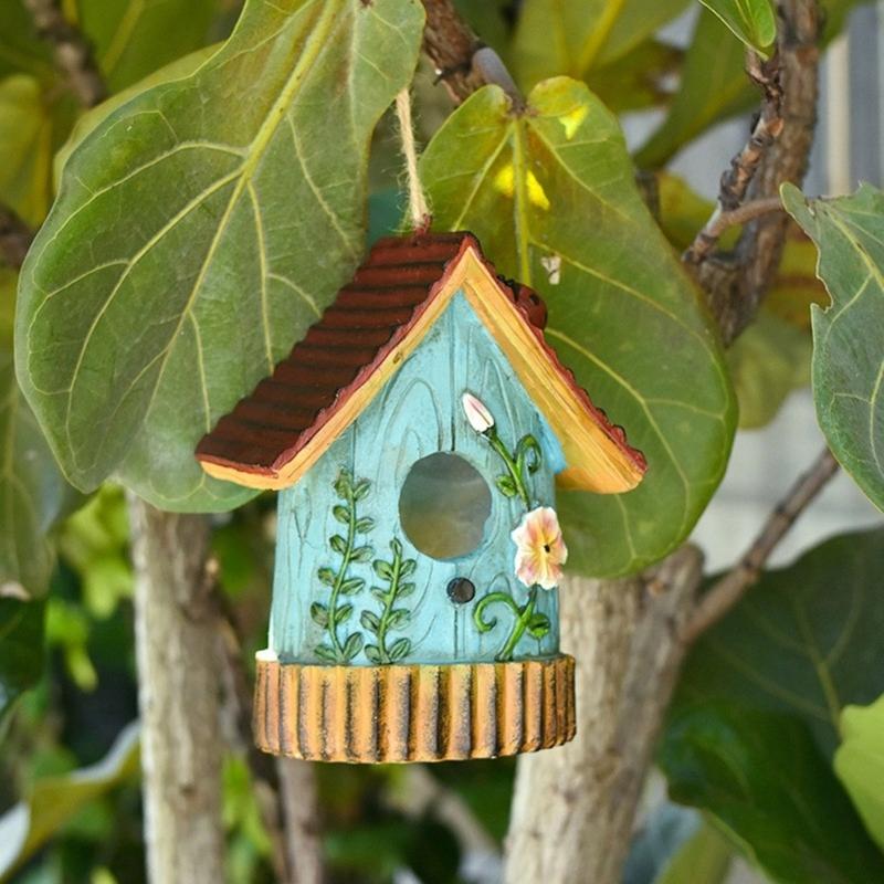 Hummingbird Cage House Outdoor Cage Nest Box Nest Cage Standing Hideouts Painted House for Small Bird