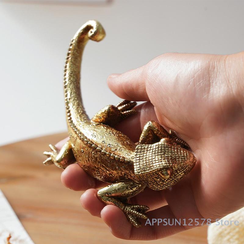 Gecko nástěnná dekorace Pryskyřice Zlatý ještěrka Socha Vhodné pro vnitřní i venkovní prostory Včetně domácí kanceláře a venkovského prostředí
