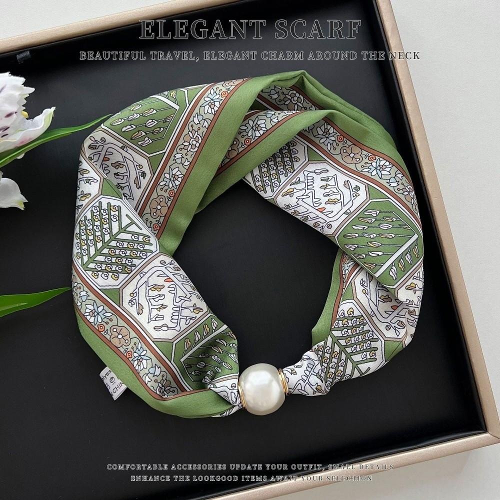 Soft Pearl Silk Scarf Thin Neckerchief Elegant Neck Scarf for Women