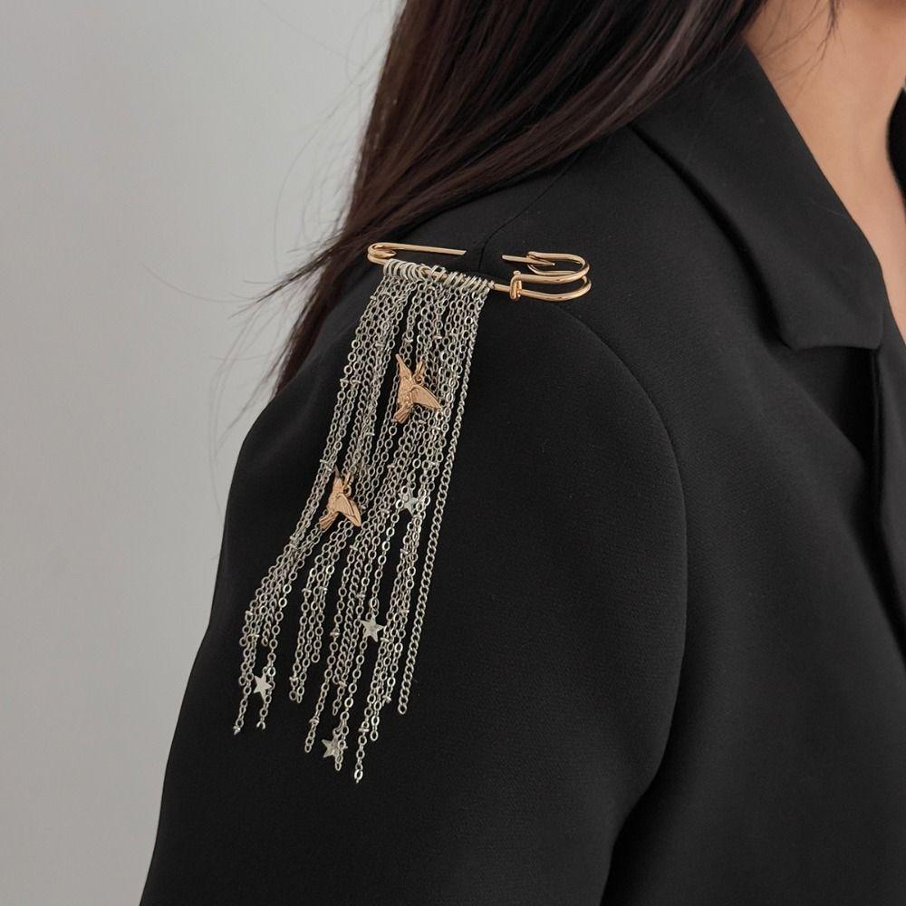 Peace Dove Pendant Tie Collar Needle Bird Multi-layer Chains Pin  Suit Accessories