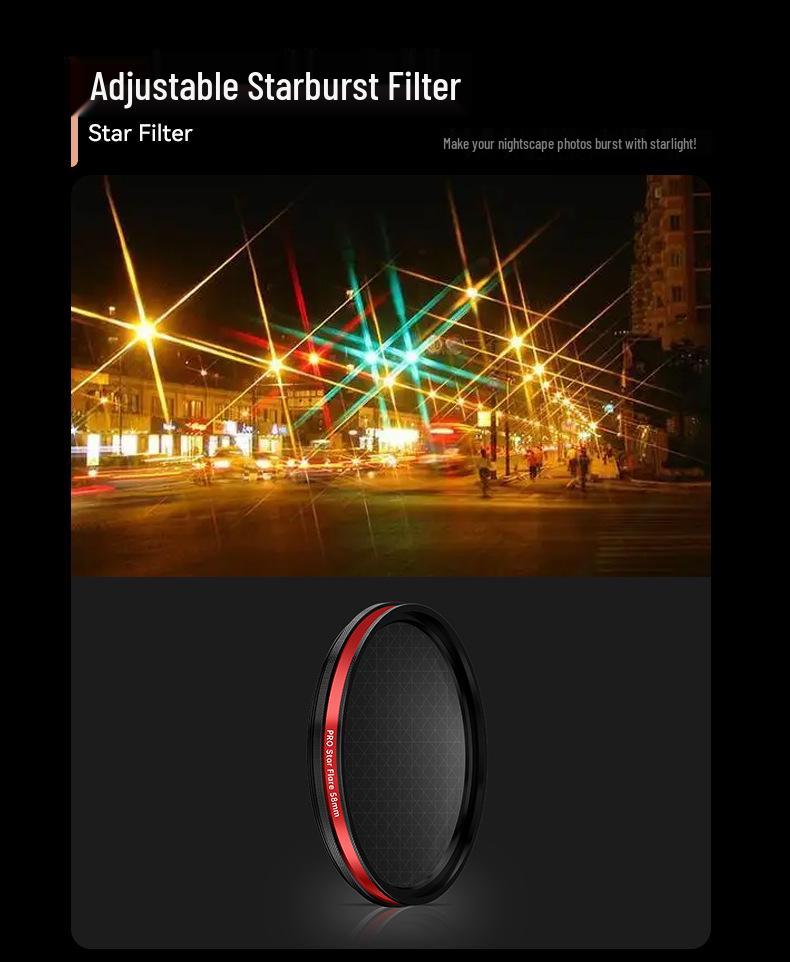 58mm iPhone Photography Filter Set: HD CPL, Starburst, Black Soft, Gold, Blue, ND