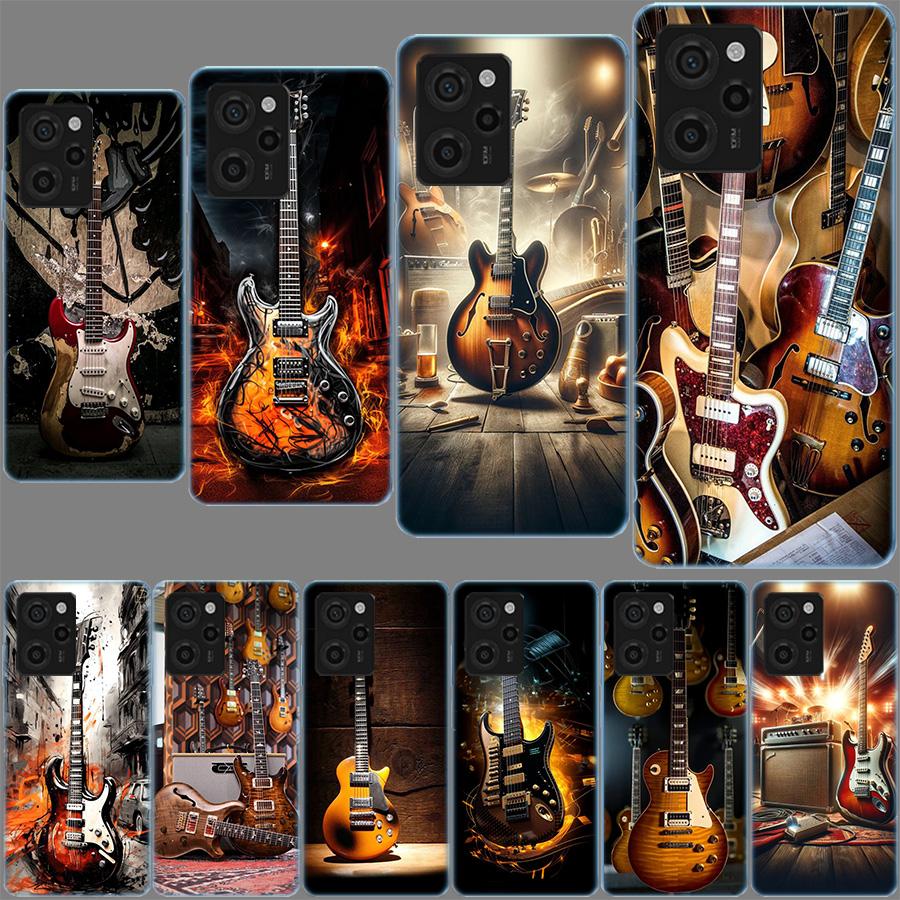 Retro Rock Music Electric Guitar Phone Case For Xiaomi Poco F7 Ultra X7 X5 X6 F6 Pro M5S M6 X3 X4 Mi 15 14 12T 11T 10T F5 F3 M4