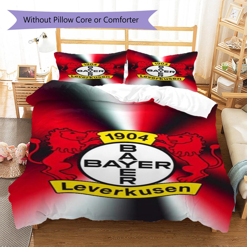 Bayer Leverkusen Pattern Bedding Set Quilt Cover Pillowcase Home Decor Gift (1 * Duvet Cover + 2 * Pillowcase, Without Core)