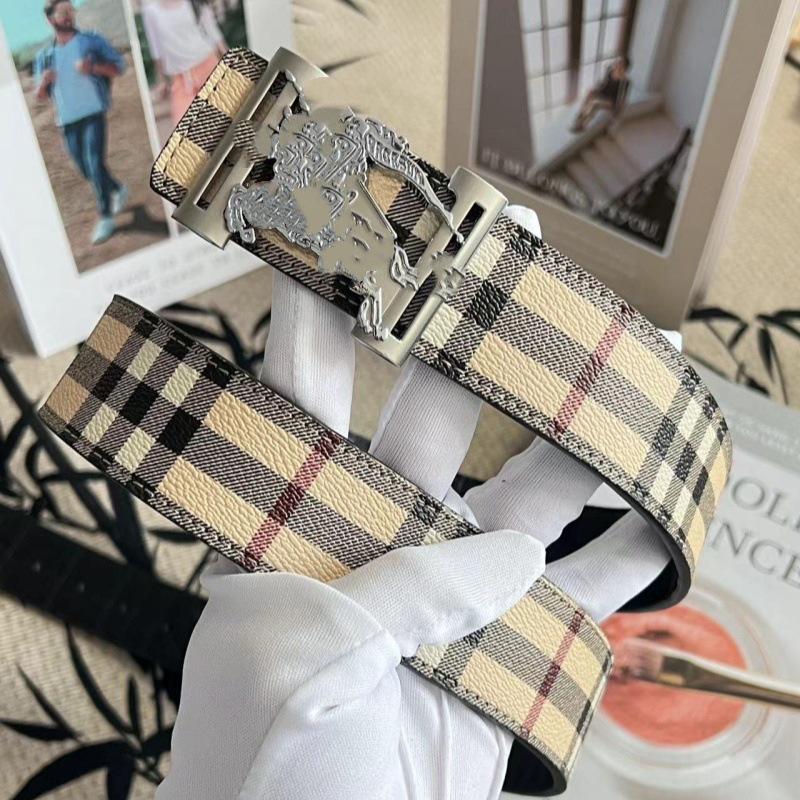 Klassischer Herren-Doppelseitiger Geprägter Rindsledergürtel mit Glatter Schnalle - Vielseitig für Business oder Freizeit