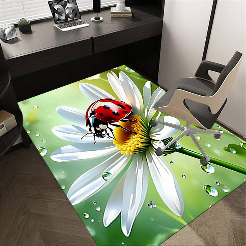 

1PC Ladybug Flower Non-Slip Floor Carpet Compatible for Office&Living Room&Bedroom&Dining room - Flat-Weave Machine-W297 60cm by 90cm