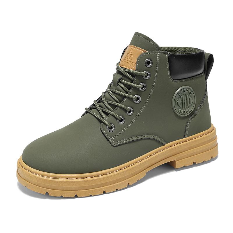 Autumn and Winter New Martin Boots Men's Versatile Casual Trend Green Martin Boots High-top Large-size Men's Shoes