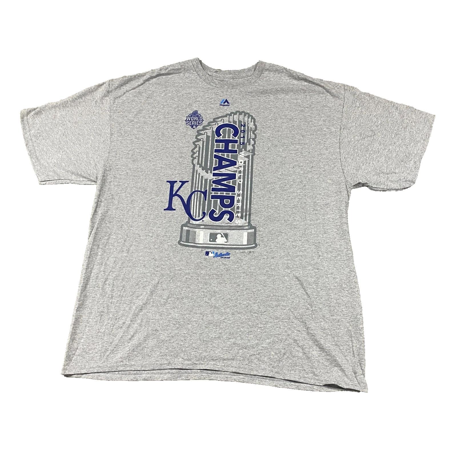 

Kansas City Royals T-Shirt Men 2XL World Series Majestic Baseball Grey Graphic XL