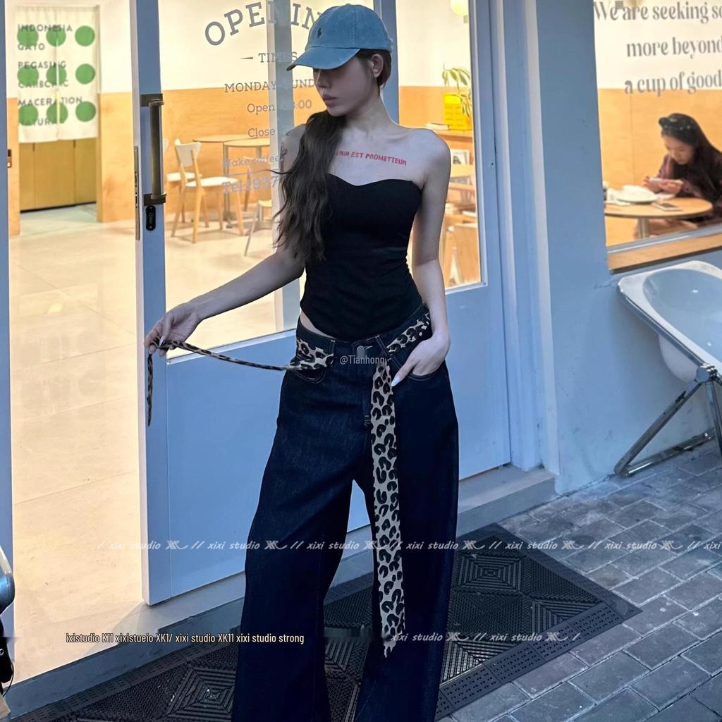 Leopard Print Belt Scarf Dual-Use Waist Chain Ribbon - Y2K Spicy Girl Style Accessory