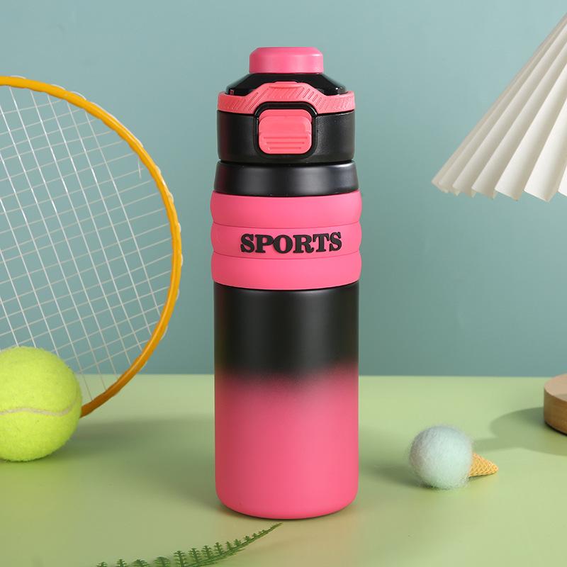 Nová nerezová termoska s velkým objemem, venkovní přenosný pohárek s odskakovacím víčkem, sportovní fitness pohár na vodu