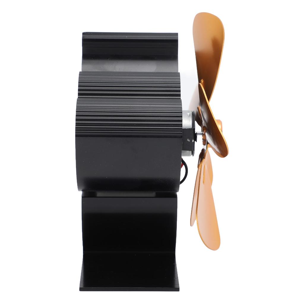 Heat Powered Stove Fan Aluminum Alloy Low Noise Sustainable Wood Stove Fan for Log Fireplace Gold