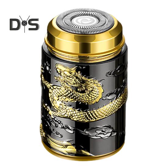 

Мужская электробритва с резным китайским драконом IPX6, водонепроницаемая, Type-C, перезаряжаемая мини-дорожная роторная бритва, портативный инструмент для удаления волос, триммера для бороды чёрный