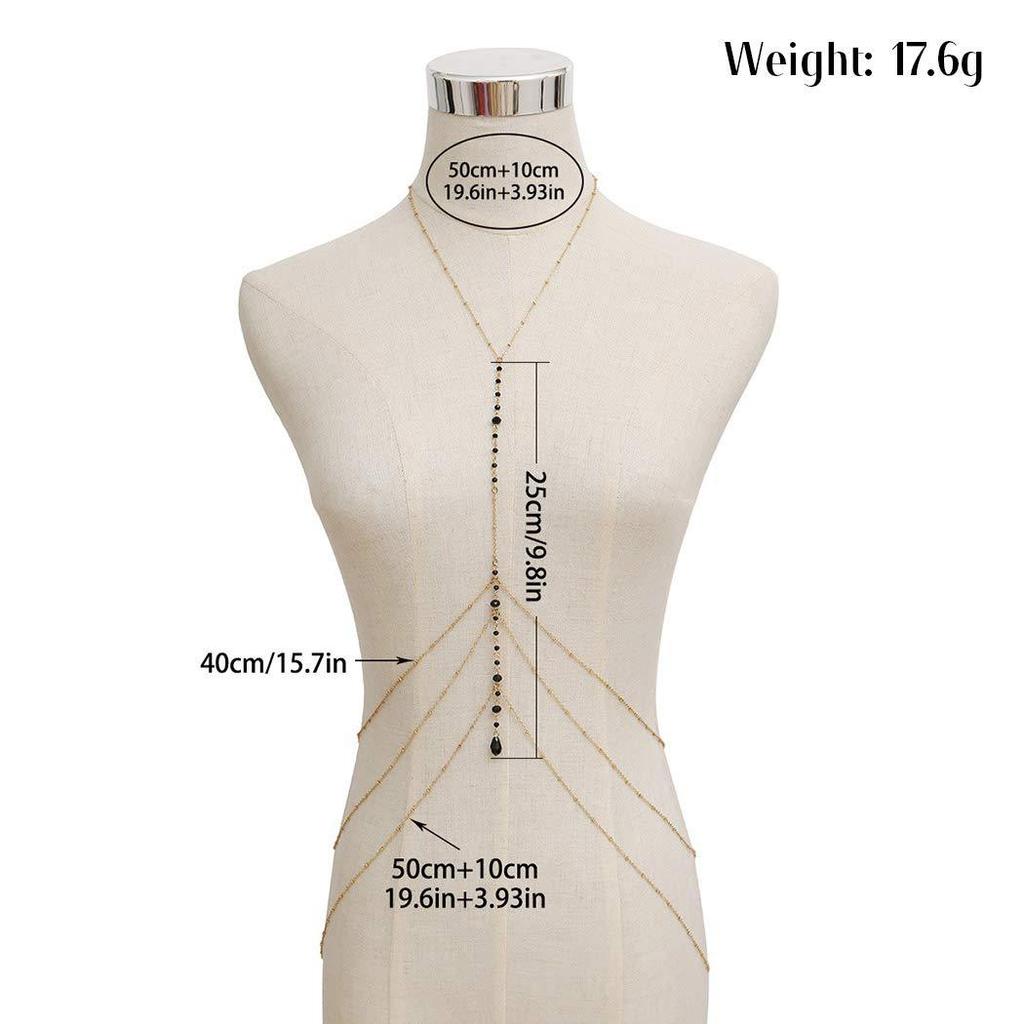 Europäische und amerikanische Accessoires, personalisierte einfache Quasten-Körperketten, Damen-reizvolle, mehrschichtige, handgefertigte Kristall-Halskette, Kleidungskette