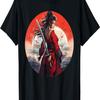 Samurai Girl Vintage Retro Sakura Cherry Blossom T-Shirt(363)