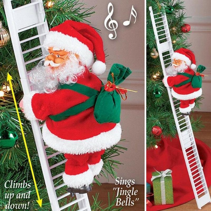 

Charming Electric Climbing Ladder Santa Claus Xmas Party Music Figurine Decor Gift Toy