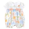 Baby Girl's Summer Floral Bow Short Sleeve Romper