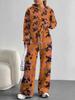 European And American Autumn And Winter Casual Long-Sleeved Retro Pattern Set Women'S Hooded Sweater Trousers Two-Piece Set