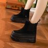 2025 New 9cm Women Suede Cow Genuine Leather Platform Wedge Winter Plush Women Boots Hidden Heels Spring Warm Ankle Booties