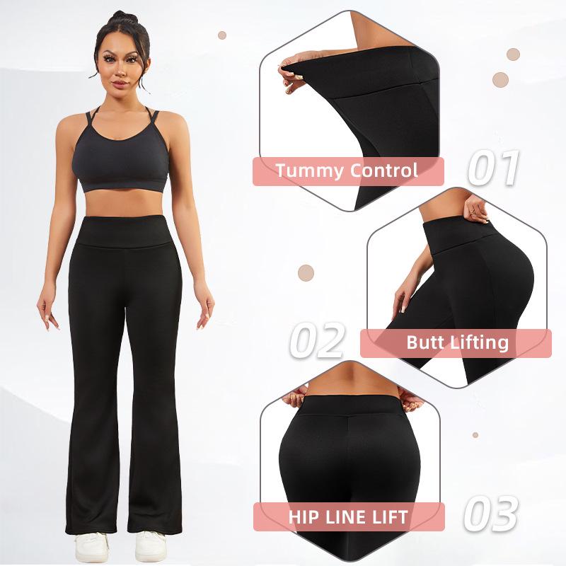 High-Waisted Fleece-Lined Yoga Pants: Thick, Tight-Fit, High Elasticity, European & American Style Flared Fitness Pants