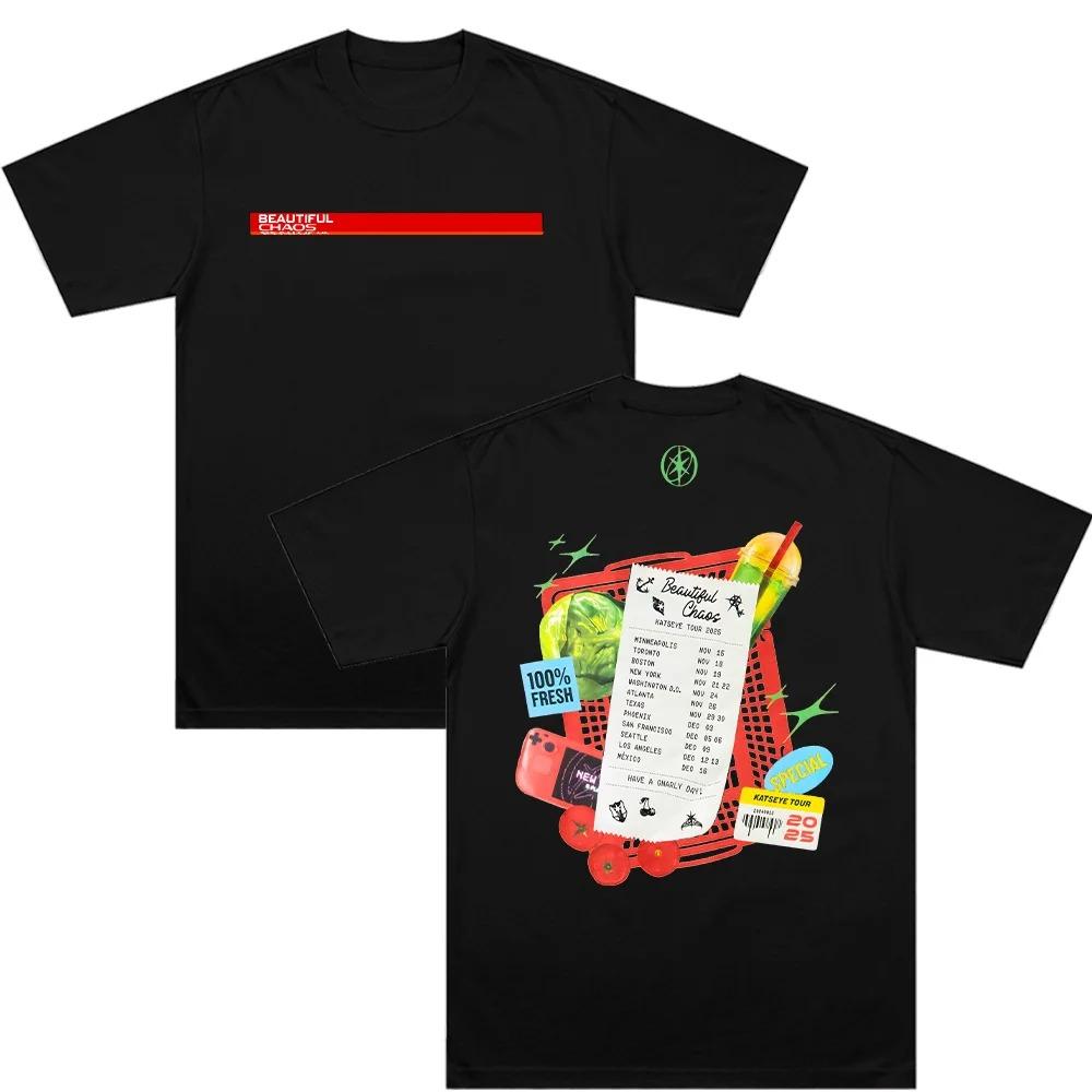 

KATSEYE BEAUTIFUL CHAOS Tour TShirt Fashion KPOP Pattern Short Sleeve Top Unisex High Quality Cotton Casual TShirt S