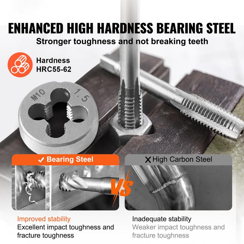 SucceBuy Tap and Die Set 40PCs 60PCs 80PCs 110/116PCs Metric SAE Standard Bearing Steel Taps and Dies Essential Threading Tool
