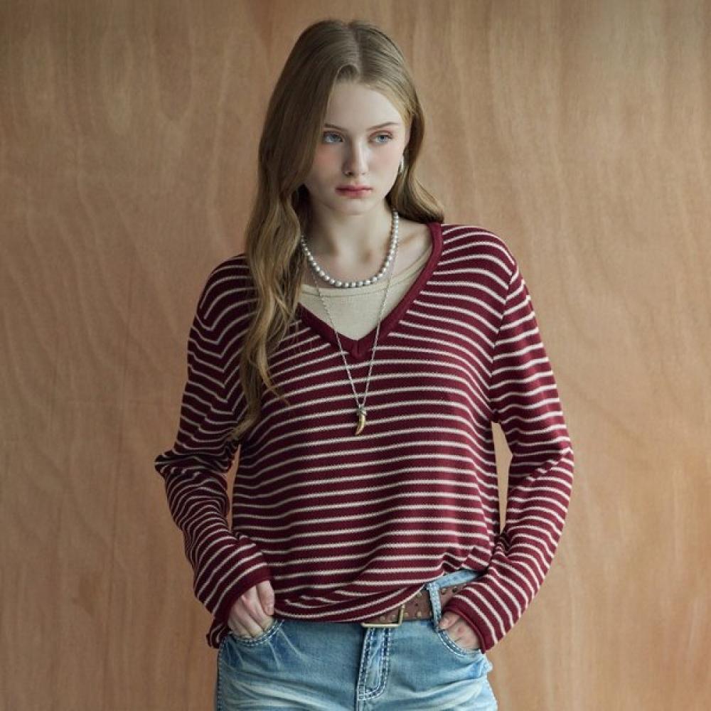 Maxza Color Block Stripe V Neck Knit Zf10qk001na