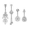 4er-Pack Zirkonia Tränenblatt Schneeflocke Quasten Bauchnabelringe Bequemer Kupfer Körper Schmuck für empfindliche Haut