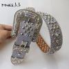 Punk Rock Rhinestone Western Belts Fashion Luxury Studded Belts Strap Diamond Bling Belts Cowgirl Cowboy Belt for Goth Jeans