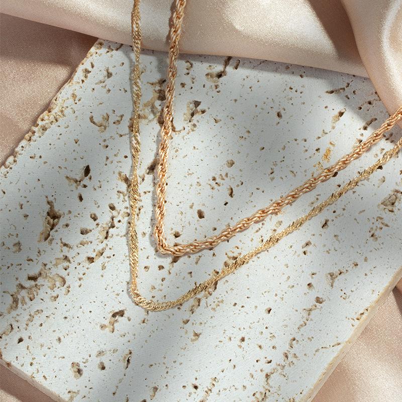 Sweater Necklace  European and American Autumn and Winter Jewelry Women's Gold-plated Thick Line Celebrity Street Shooting Fashion Stacked Necklace
