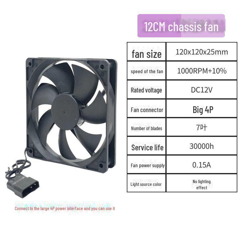 RGB 12CM LED Silent Desktop Cooling Fan with Luminous Rainbow Effect