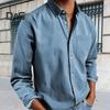 Spring Fall Men Shirt with Chest Pocket Turn-down Collar Button-down Top Long Sleeve Solid Color Loose Cardigan Casual Daily Shirt