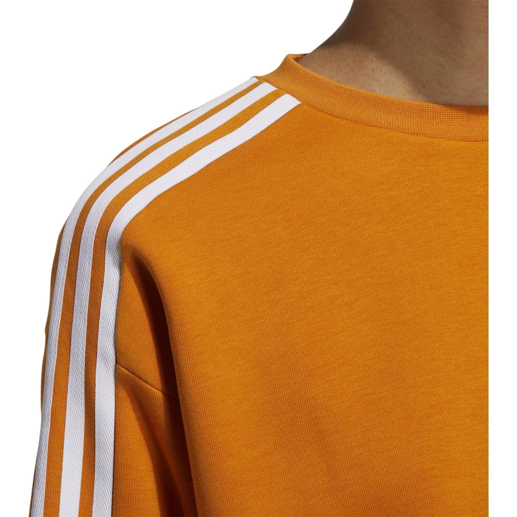 Adidas Neo Logo Print Side Stripe Pullover Crewneck Sweatshirt Women Sweatshirt Orange Yellow HG9051