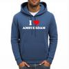 I Love Amsterdam Letter Printing Men Hoodies Pocket Loose Soft Streetwear Vintage All-Match Hoodie Autumn Fleece Man Hoody