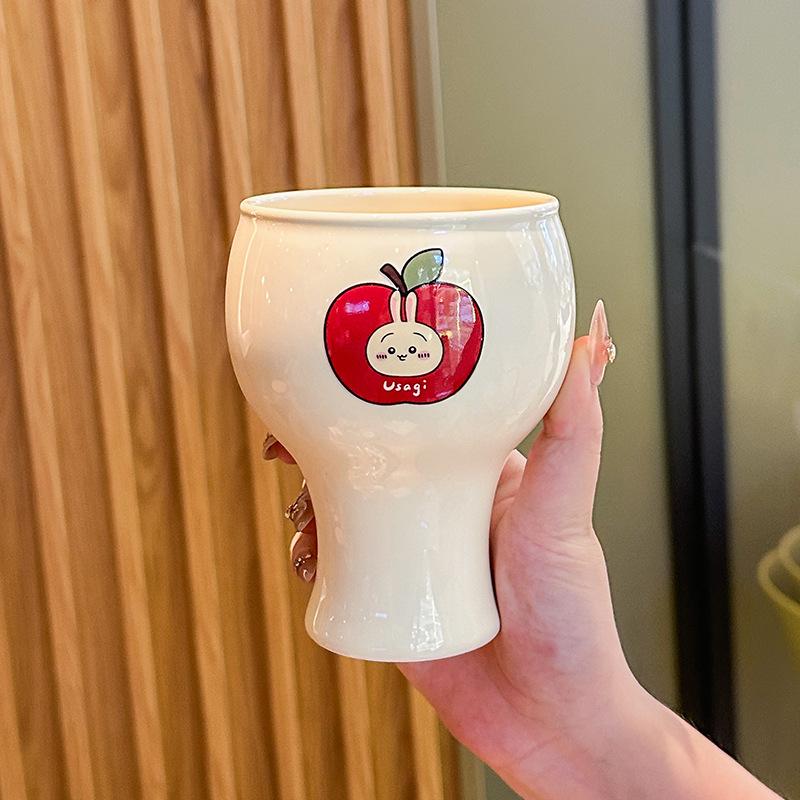 

ins high-value cute apple ceramic mug for girls birthday graduation gift, children s practical souvenir 401-500ml