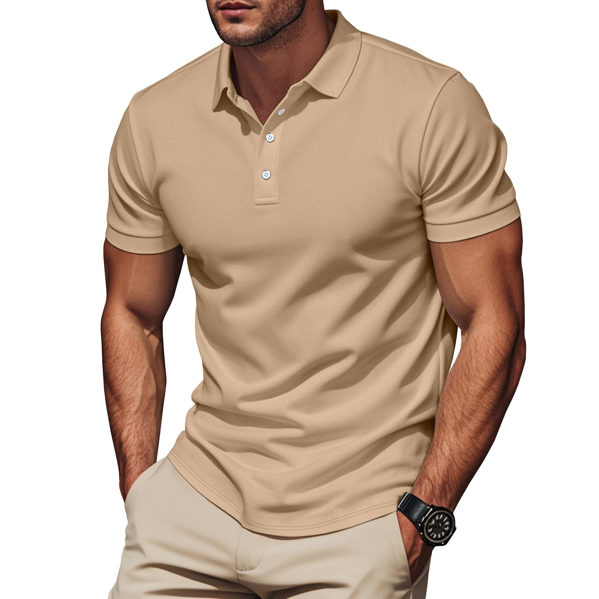 Men s Casual T-Shirts: British-style Summer T-Shirts, Slim-fit Gentlemen s Polo Shirts, Short-sleeved Polo Shirts S хаки