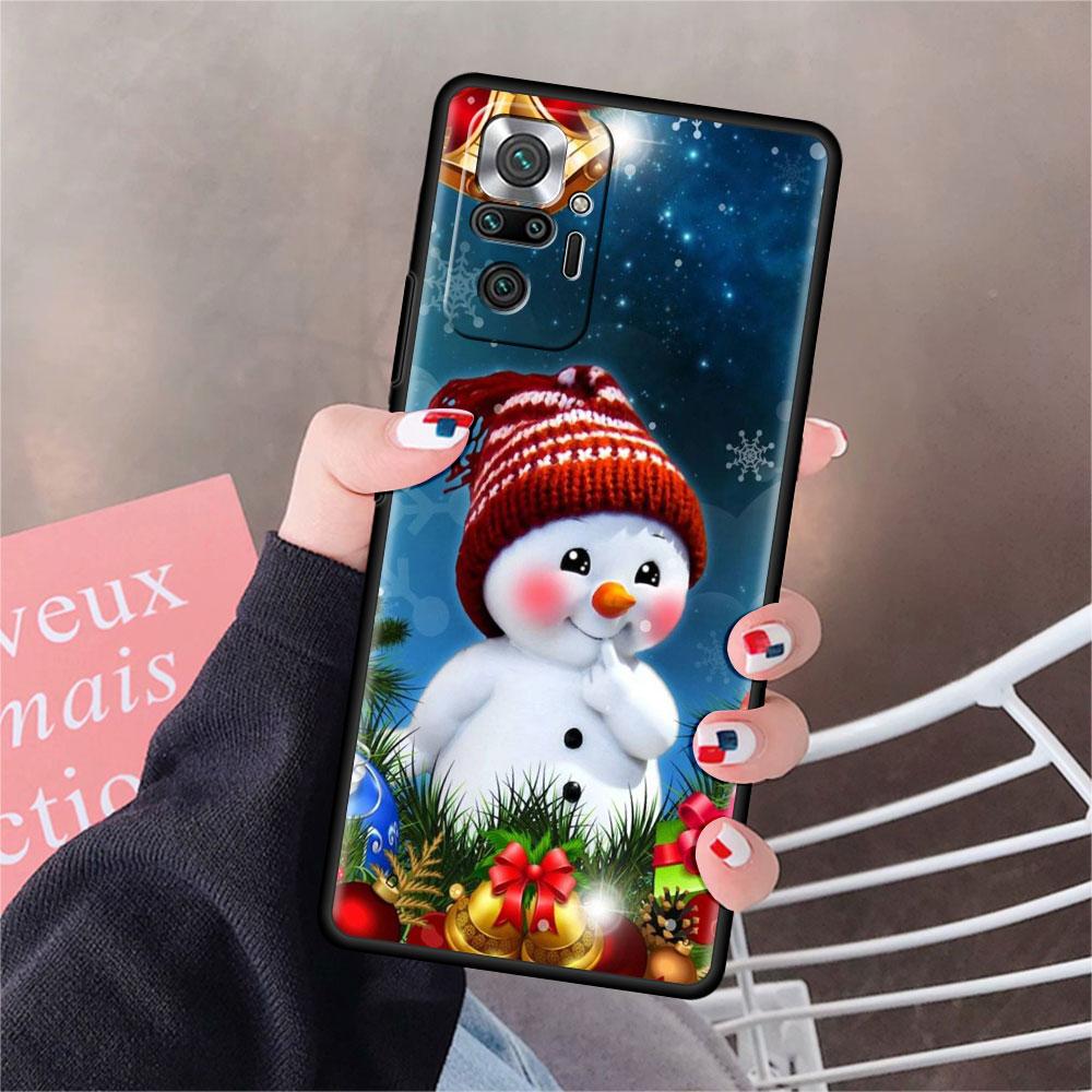 Funda For Xiaomi Redmi Note 10 9 11 Pro Soft Phone Case 10S 9S K40 8 9A 9C 9T 7 10C 8T Silicone Cover Merry Christmas Snow Shell
