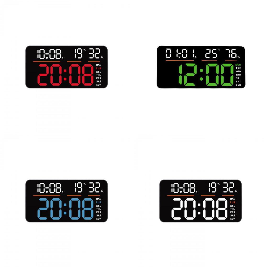 Modern Digital Wall Clock With Led Display And Temperature For Living Room Decor
