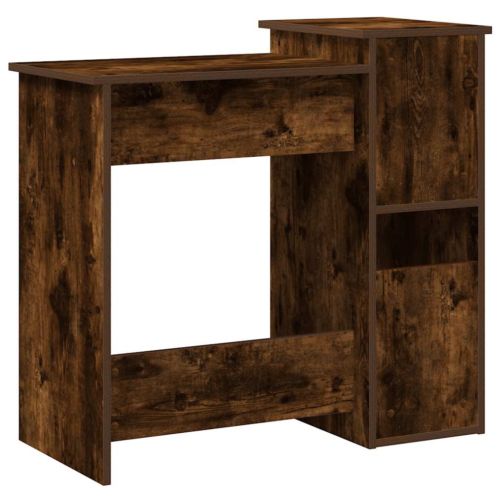 Desk with Shelf Smoked Oak 84x40x78 cm Engineered Wood