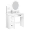 Makeup Desk with Mirror, Large Vanity Desk with Storage Shelves, 4 Drawers, Makeup Vanity Table with Light, Bedroom Dressing Table