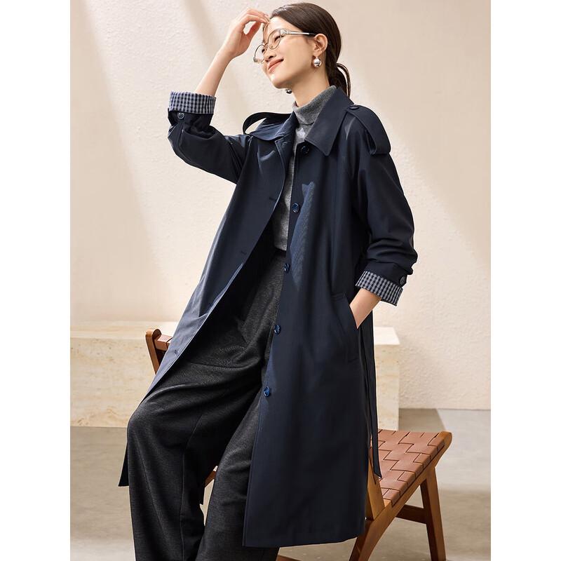 

Mohan Yimei Women s Elegant Trench Coat with Contrast Sleeves M
