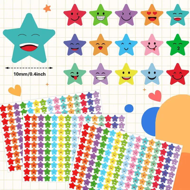 7500 Star Face Stickers 50 Sheets Adhesive Reward Seals for Kids Motivational Classroom Reward Labels Cute Cartoon Decals