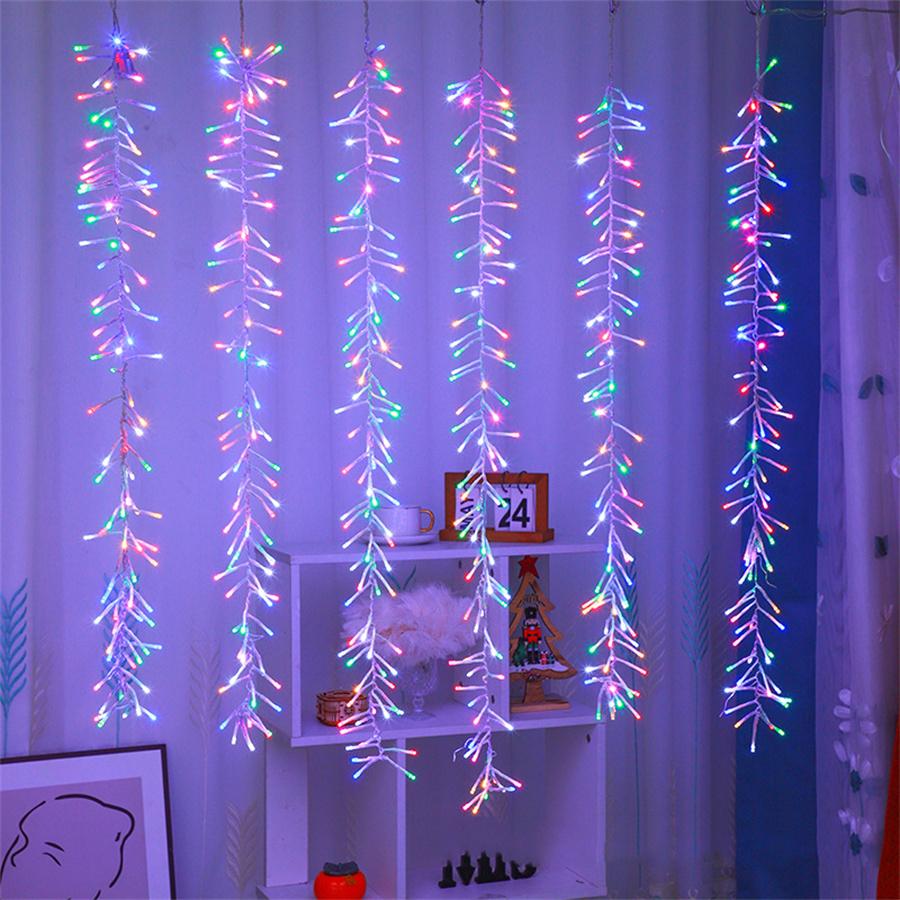 3X1M Christmas Icicle Light Outdoor Curtain Icicle Light 600 LED Cluster Firecrackers String Lights Garland for Tree Decor