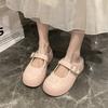 2026 Summer New  Hot Thick Soled Mary Jane Shoes Women Net Celebrity Retro Fashion Casual Comfortable Shoes Women's Middle Heels
