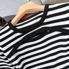 Short Sleeved Striped A-Line Fashionable Summer Casual T-Shirt Dress Sense Design Women